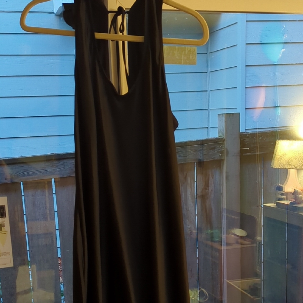 Black Satin Slip Dress Sleeveless